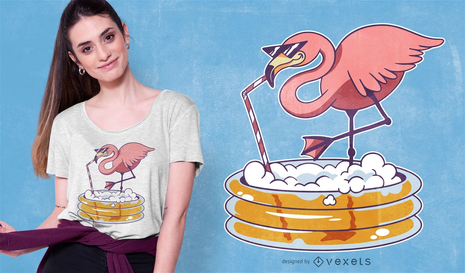Flamingo Beer Pool T-shirt Design