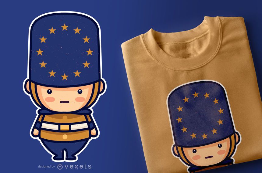 Europäische Union niedlichen Charakter T-Shirt Design Europäische Union niedlichen Charakter T-Shirt Design