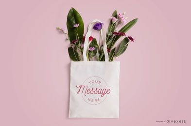 Floral tote bag mockup design