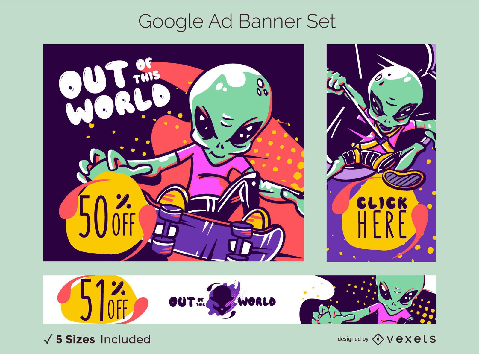 Alien Sale Google Ad Banner Set