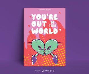 Diseño de cartel de amor alienígena