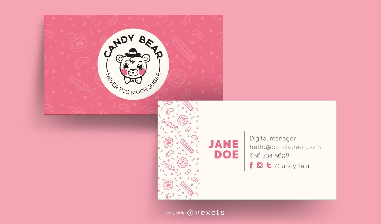 Plantilla de tarjeta de visita de Candy Bear