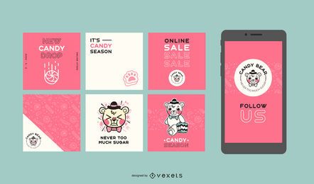 Candy Bear Social Post Set