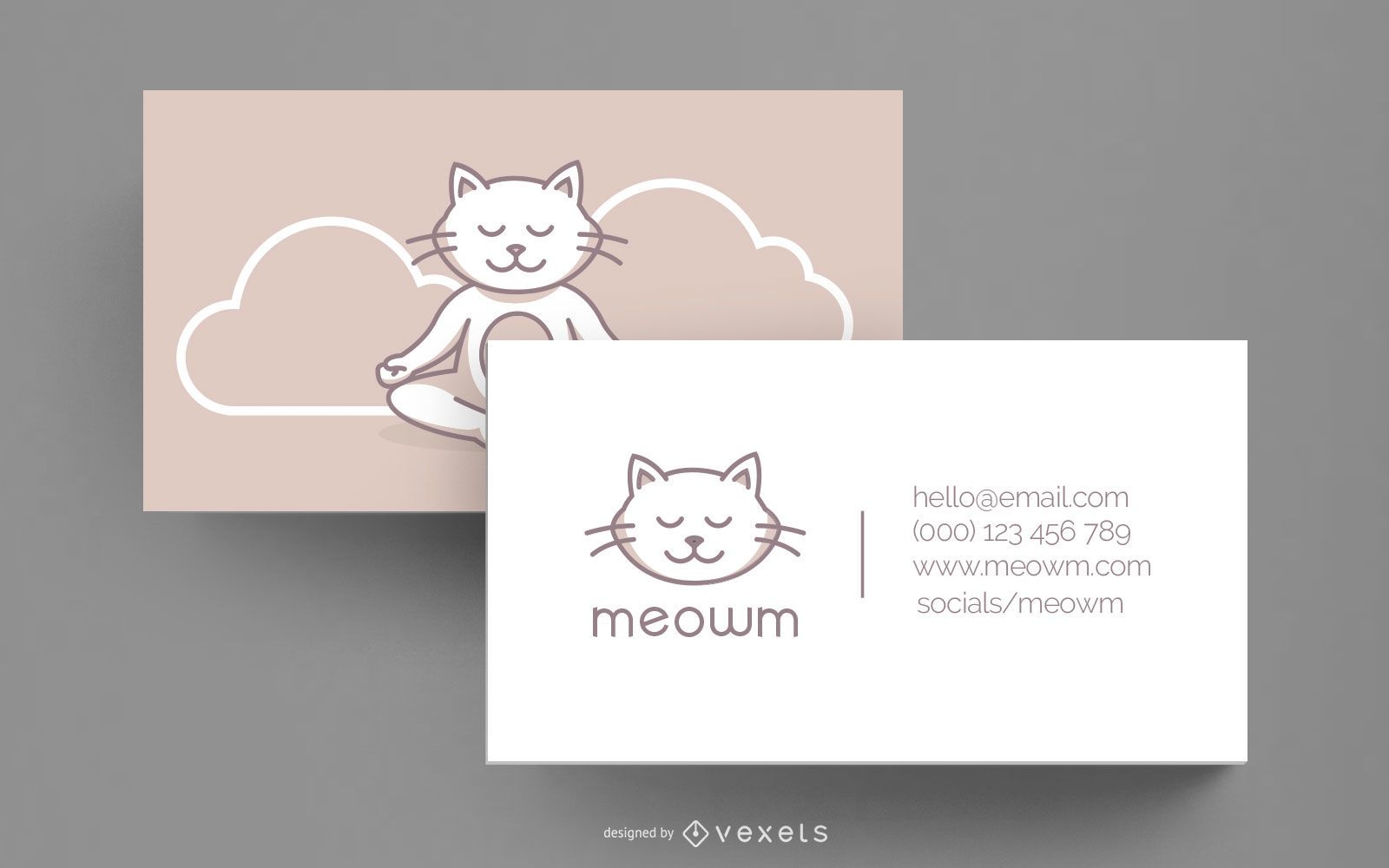 Modelo de cartão de visita de gato para ioga