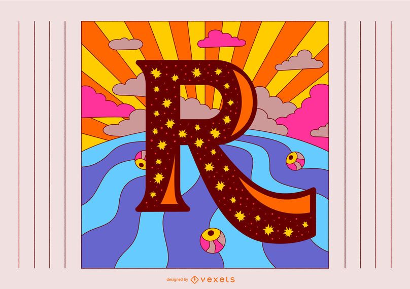 Letter R Retro Typography Design Letter R Retro Typography Design