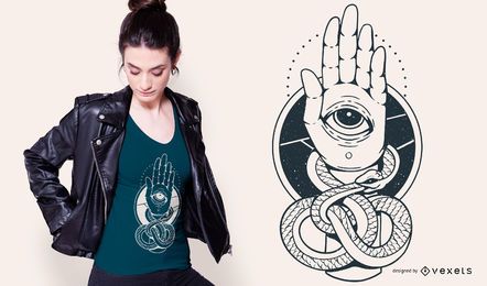 Snake Hamsa Hand T-shirt Design Snake Hamsa Hand T-shirt Design