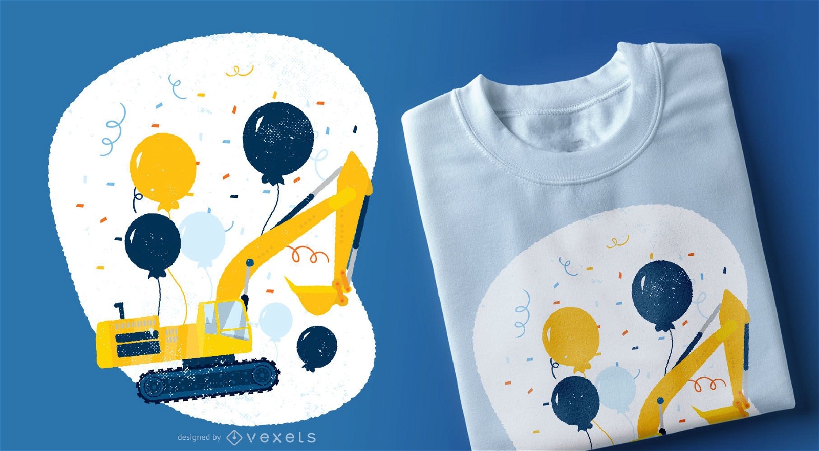 Design de camisetas de aniversário para escavadeiras