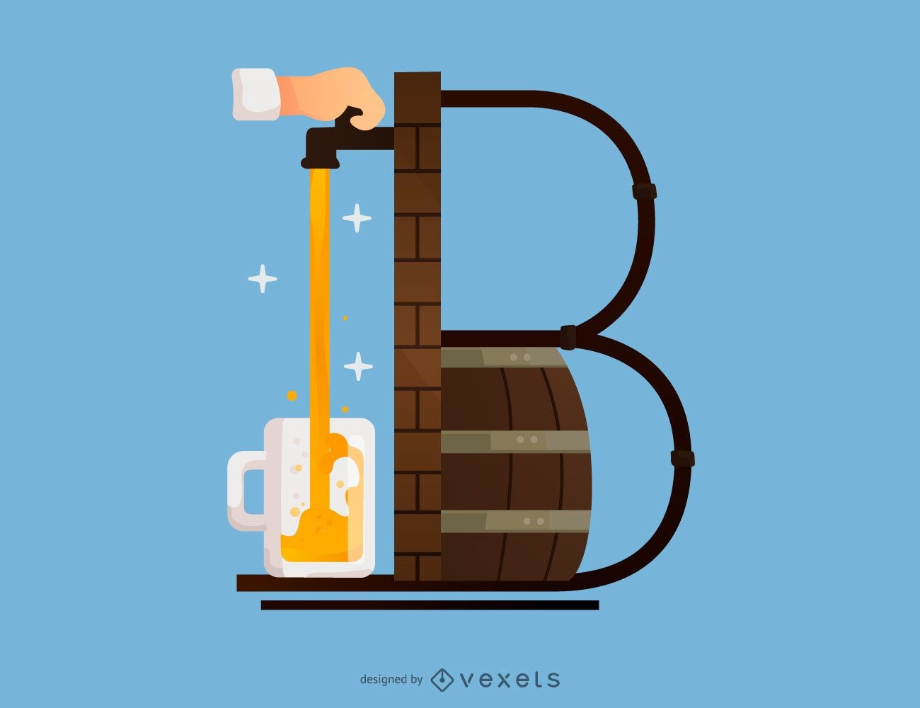 Letter B Beer Typography Design
