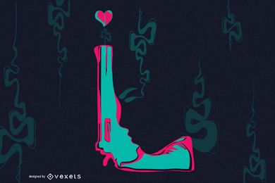 Diseño de tipografía de letra L Love Gun Diseño de tipografía de letra L Love Gun