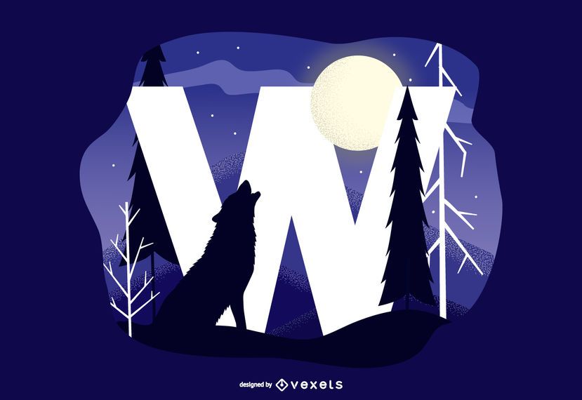 Letter W Howling Wolf Typography Design Letter W Howling Wolf Typography Design