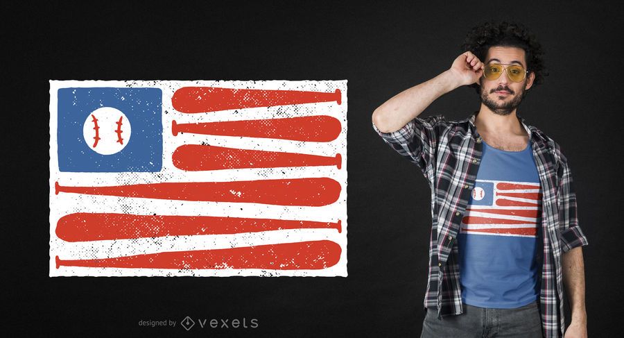 Diseño de camiseta de bandera americana de béisbol Diseño de camiseta de bandera americana de béisbol