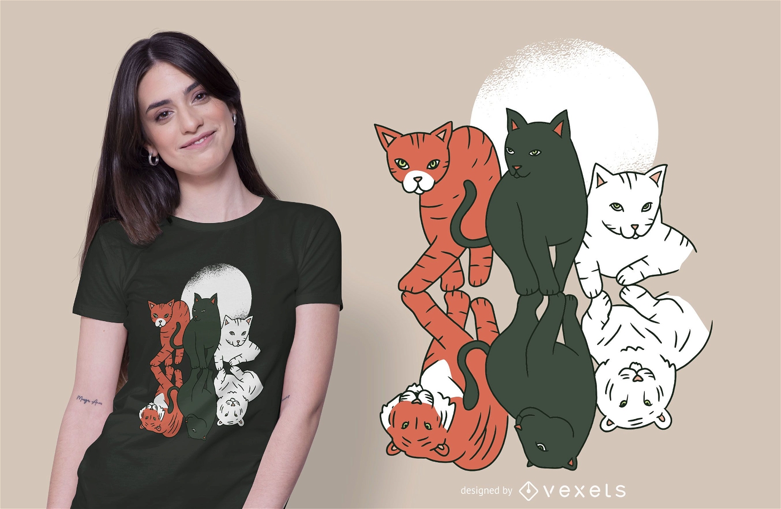 Katzen und Katzen T-Shirt Design