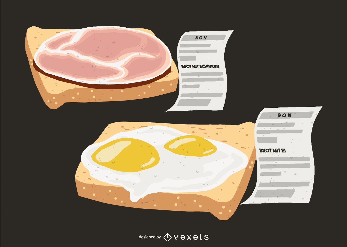 Brot Schinken Eier Lebensmittel Illustration