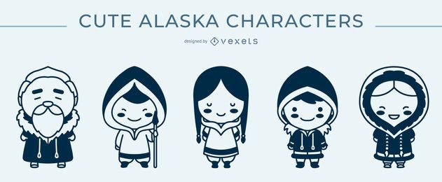 Pacote Monocromático de Personagem Fofinho do Alasca