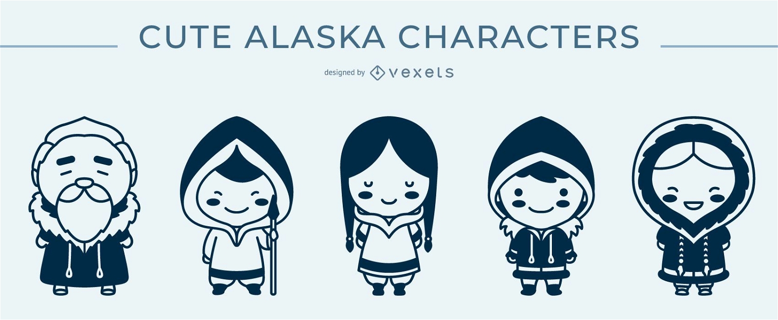 Alaska Cute Character Monochrom Pack