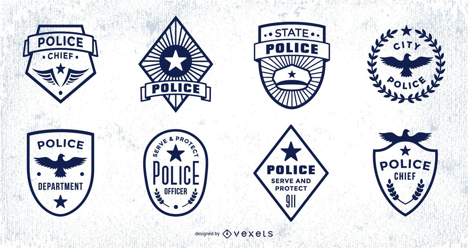 Police Badge Stroke Design Pack