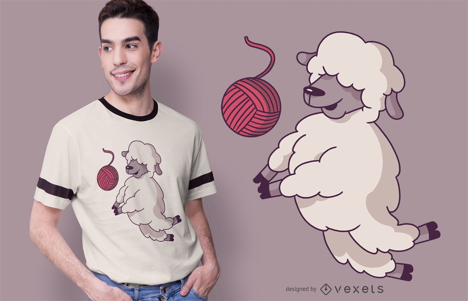 Dise?o de camiseta de oveja de voleibol.