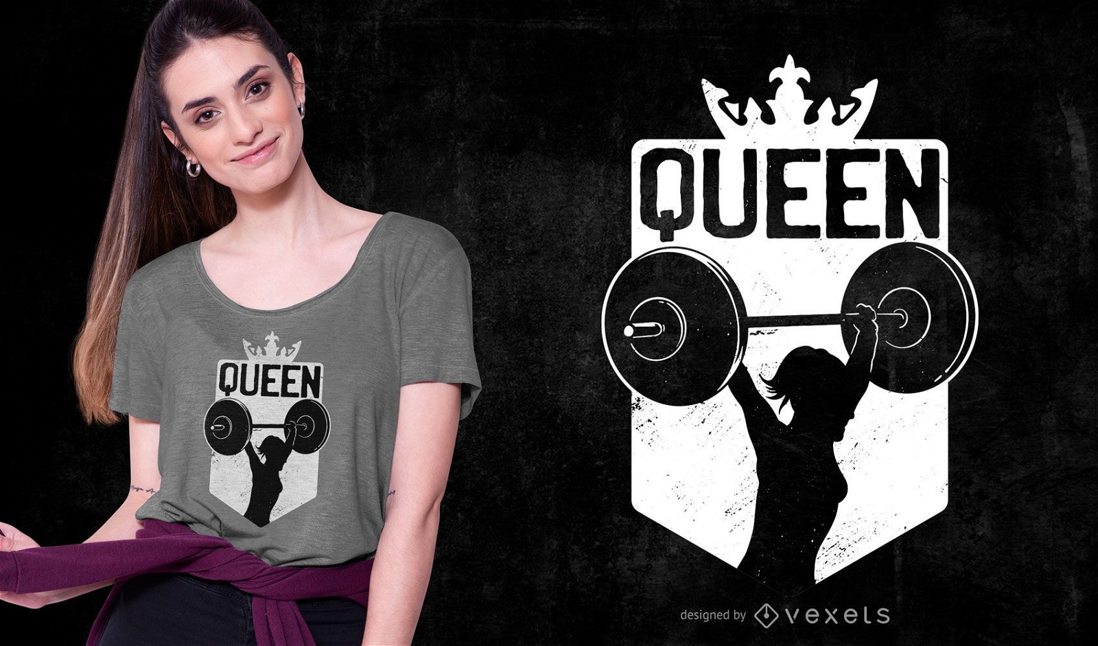 Design de camiseta rainha do halterofilismo