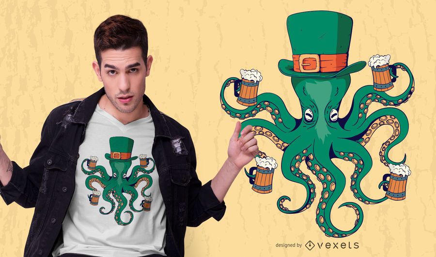Diseño de camiseta de pulpo de san patricio Diseño de camiseta de pulpo de san patricio