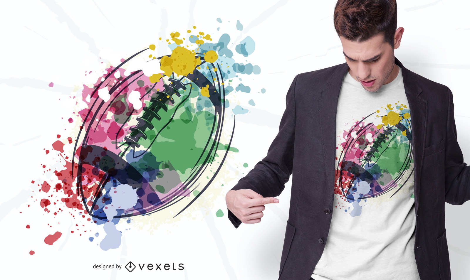 Aquarell Rugbyball T Shirt Design Vektor Download