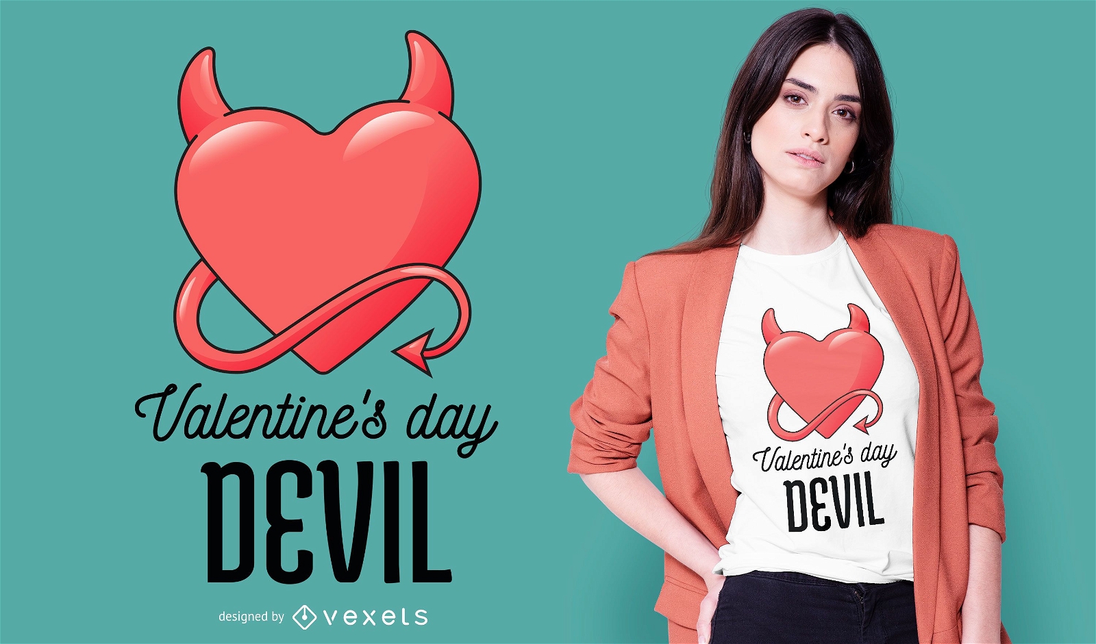 Valentinstag Teufel Herz T-Shirt Design
