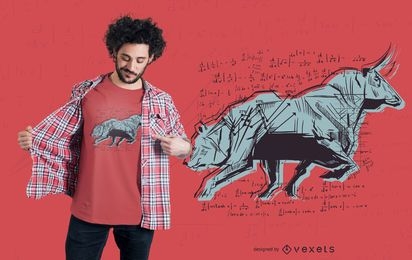 Stock market bull and bear sketch t-shirt design