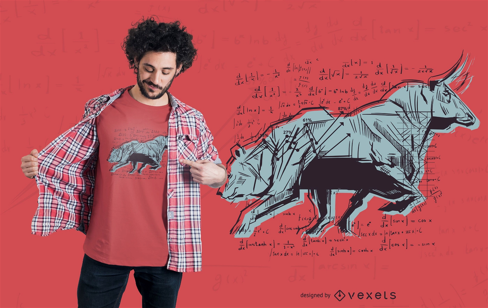 Diseño de camiseta de boceto de toro y oso del mercado de valores