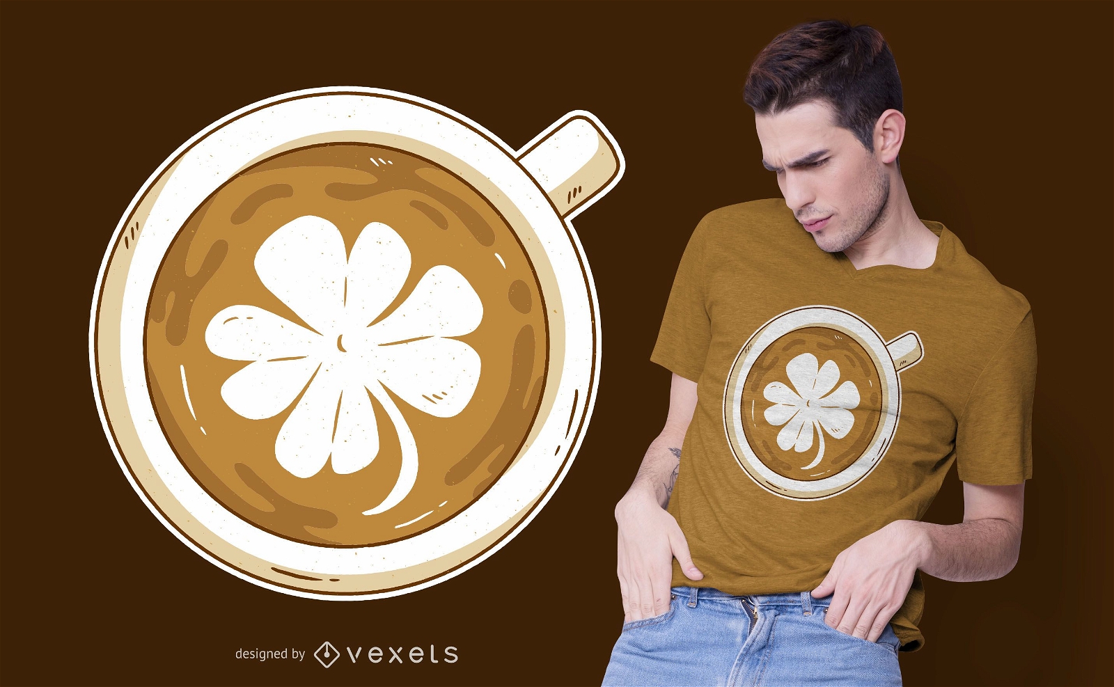 Design de camiseta trevo Latte art