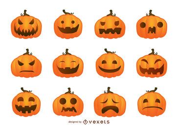 Conjunto de abóboras de vetor de Halloween