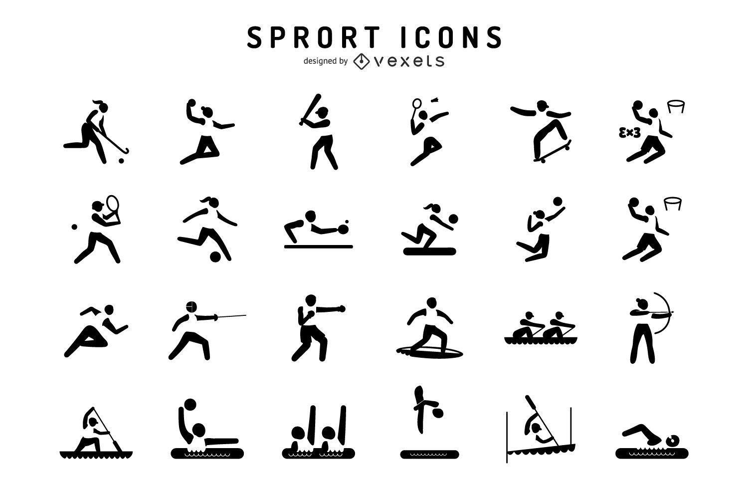 Conjunto de ícones de esportes de pessoas