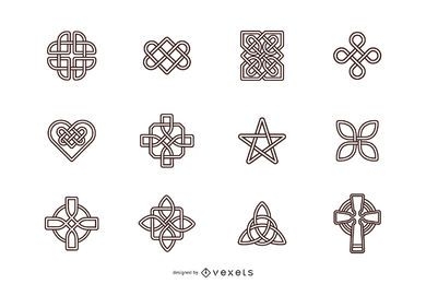 Conjunto de símbolo de trazo de nudos celtas