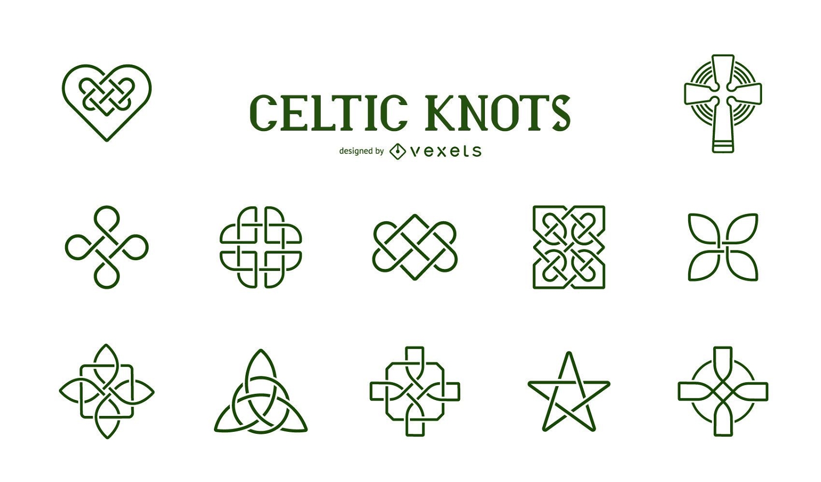 Symbolische Sammlung keltischer Knoten