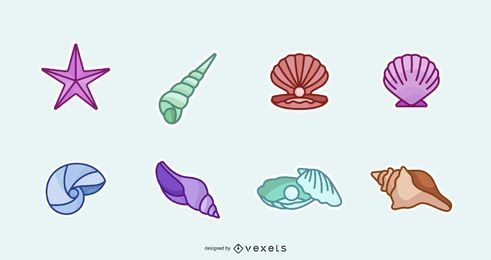 Ocean Seashell Colored Design Pack