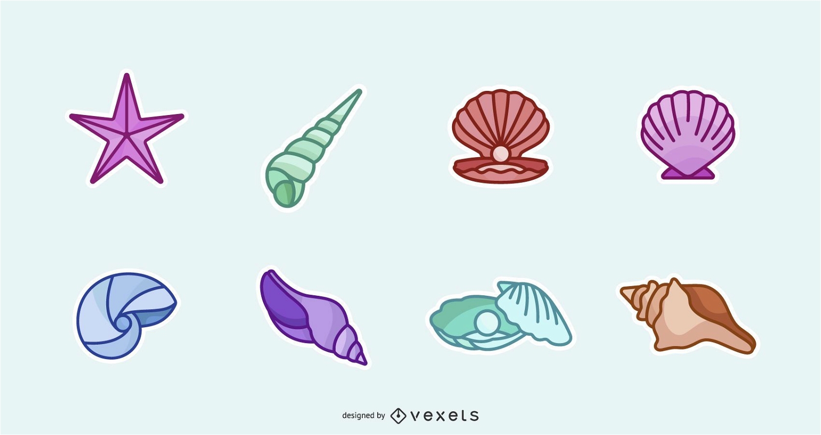 Pacote de Design Colorido Ocean Seashell