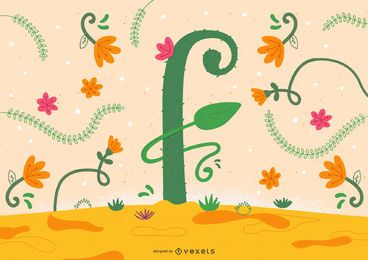 Flower Letter F Typography Design Flower Letter F Typography Design