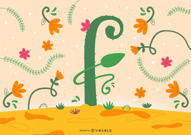 Flor letra F tipografia Design Flor letra F tipografia Design