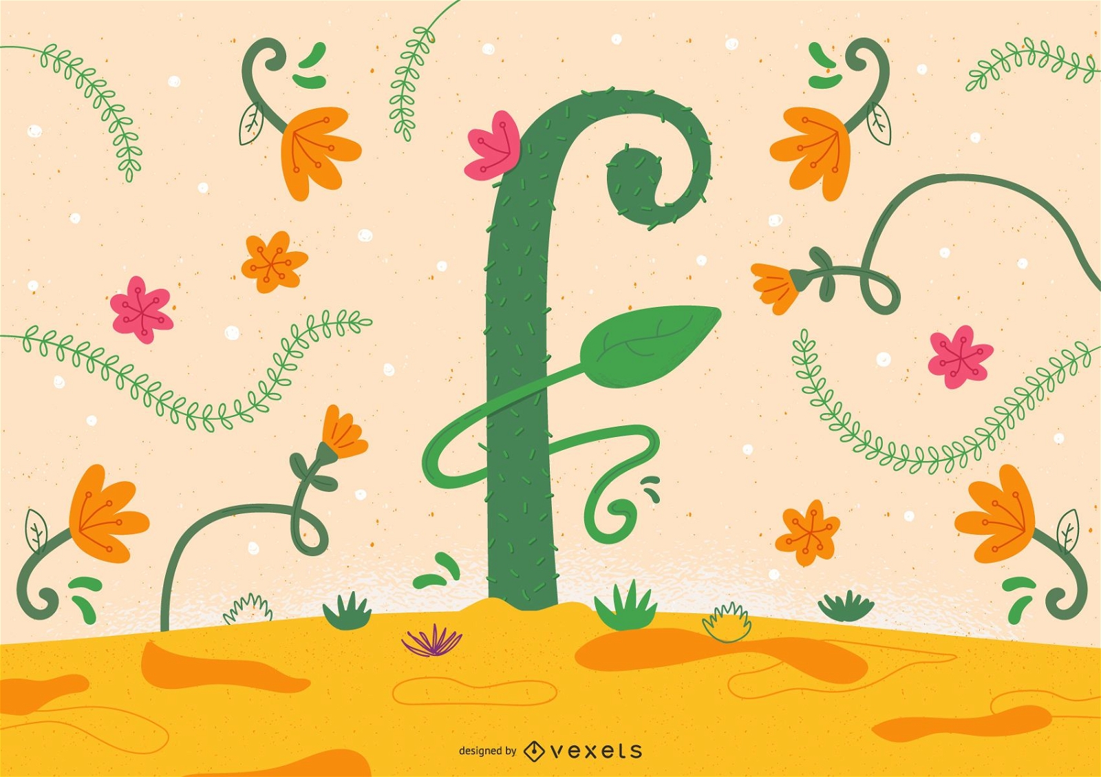 Flower Letter F Typography Design
