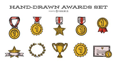 Hand-drawn Award Illustration Set Hand-drawn Award Illustration Set