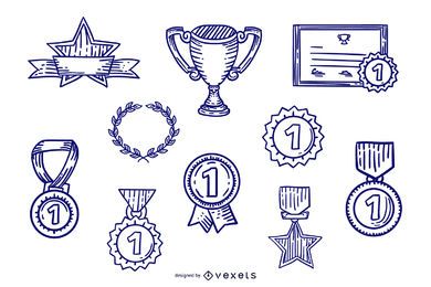 Hand Drawn Stroke Award Design Set Hand Drawn Stroke Award Design Set