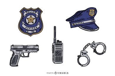 Police Hand Drawn Element Pack