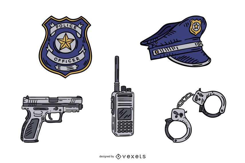 Police Hand Drawn Element Pack Police Hand Drawn Element Pack