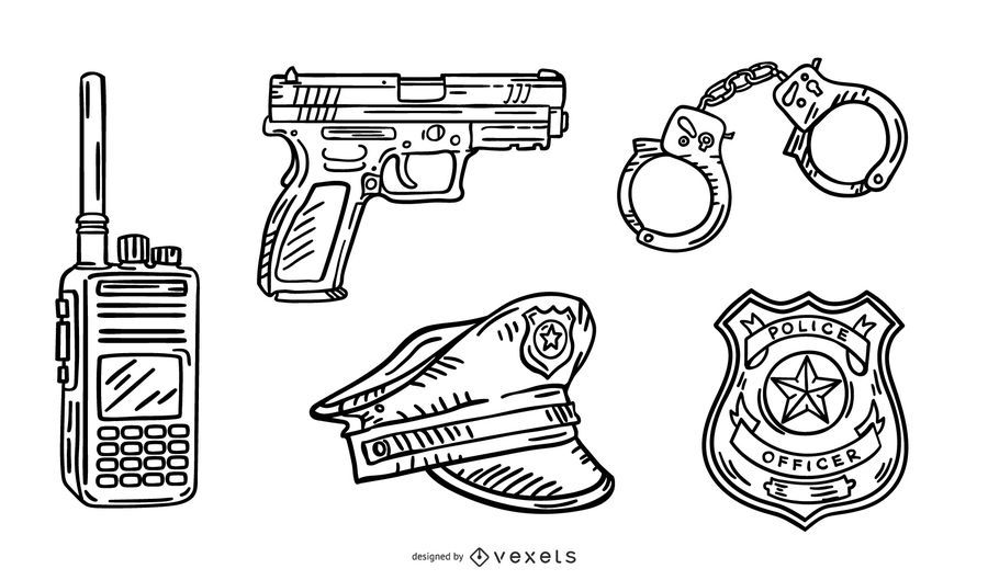 Paquete de diseño de trazo Police Elements Paquete de diseño de trazo Police Elements