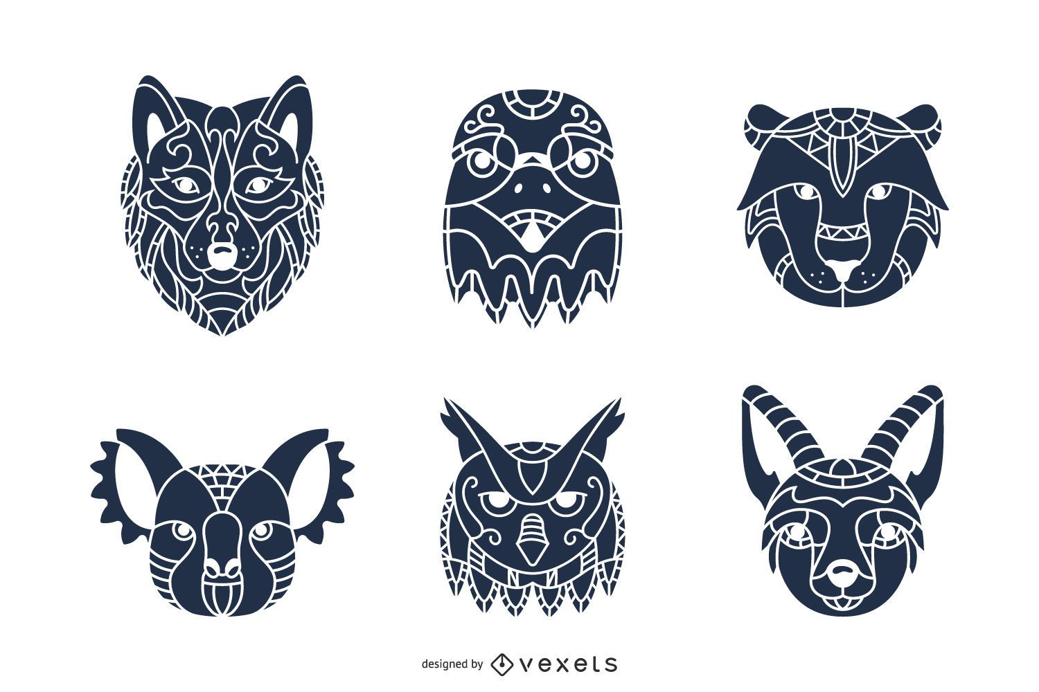 Mandala Animals Heads Silhouette Pack