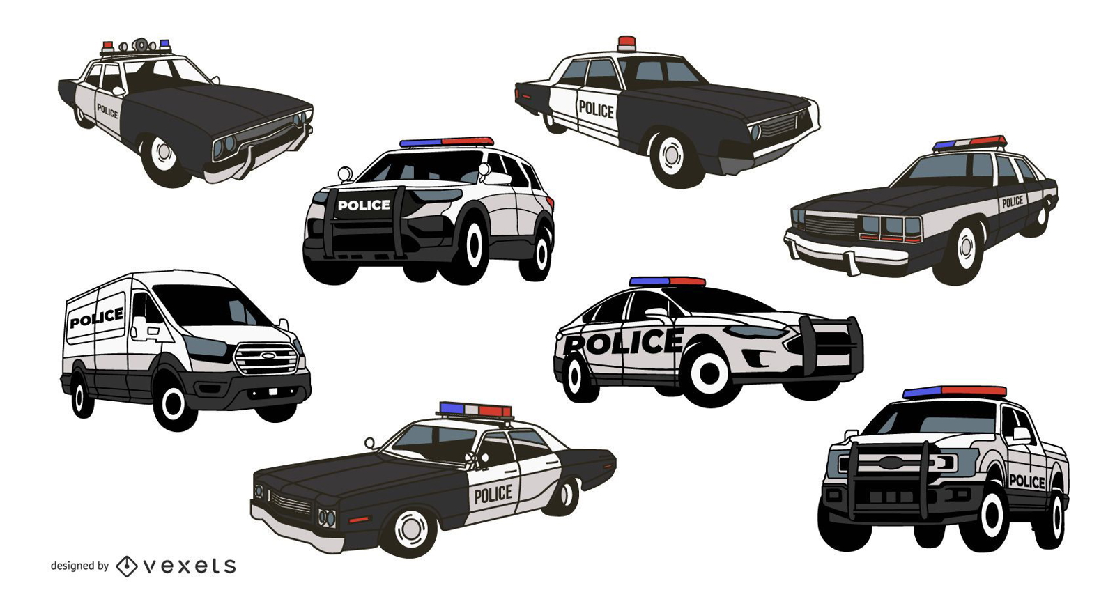 Polizeiauto-Illustrationspaket