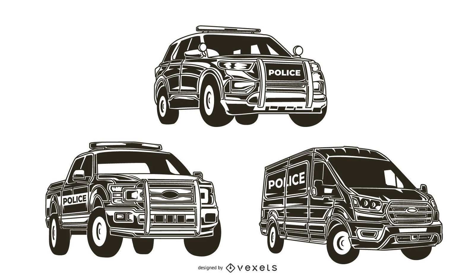 Police Car Truck Silhouette Pack