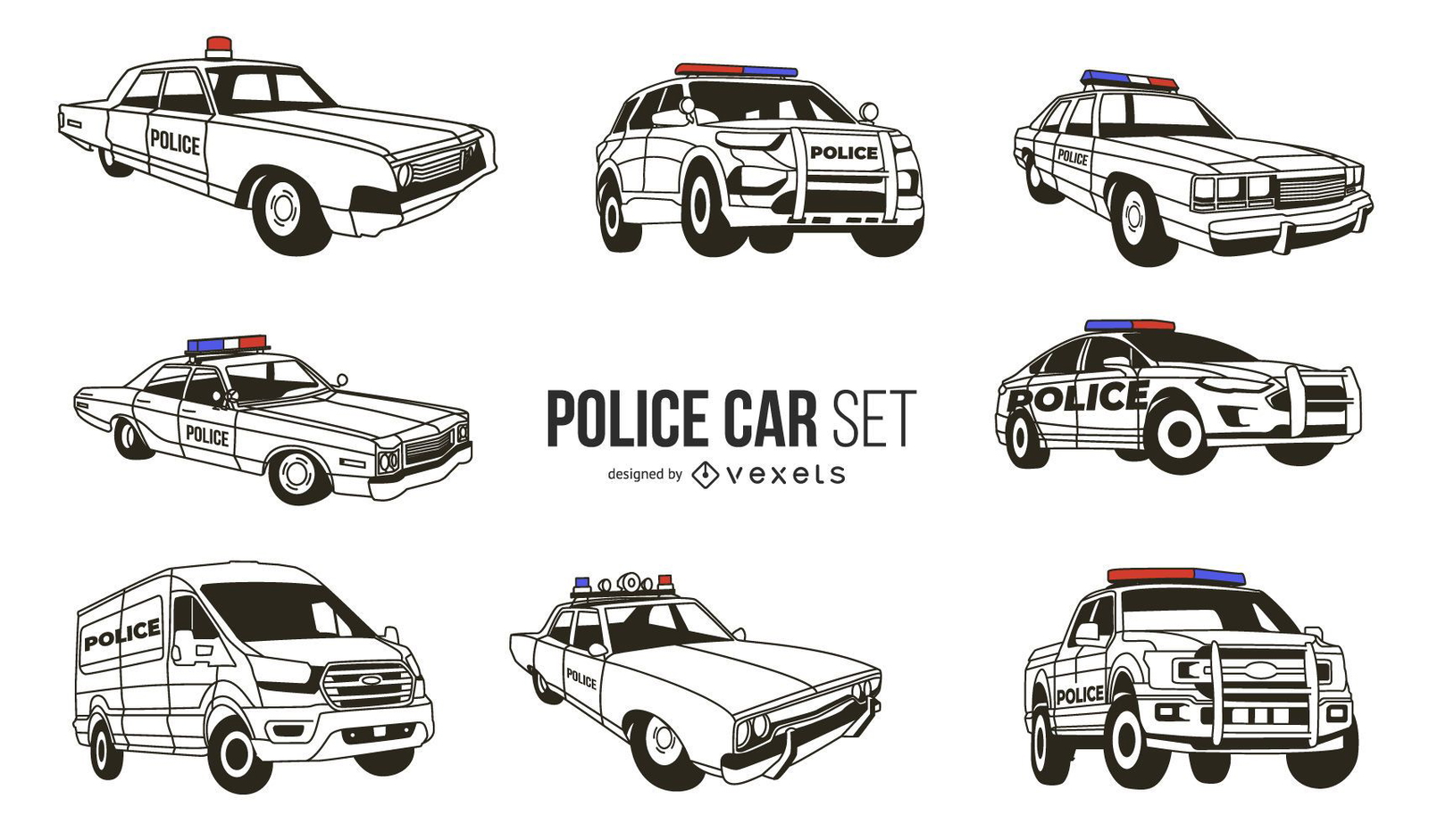 Design PNG E SVG De Luzes De Carro De Polícia Vintage Para Camisetas