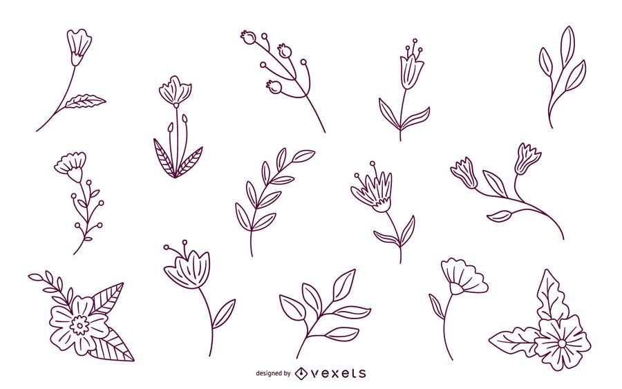 Spring Floral Elements Stroke Pack Spring Floral Elements Stroke Pack