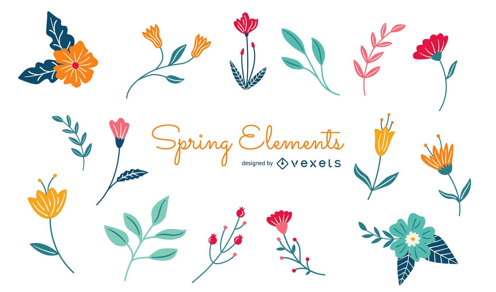 Pacote de elementos florais de primavera