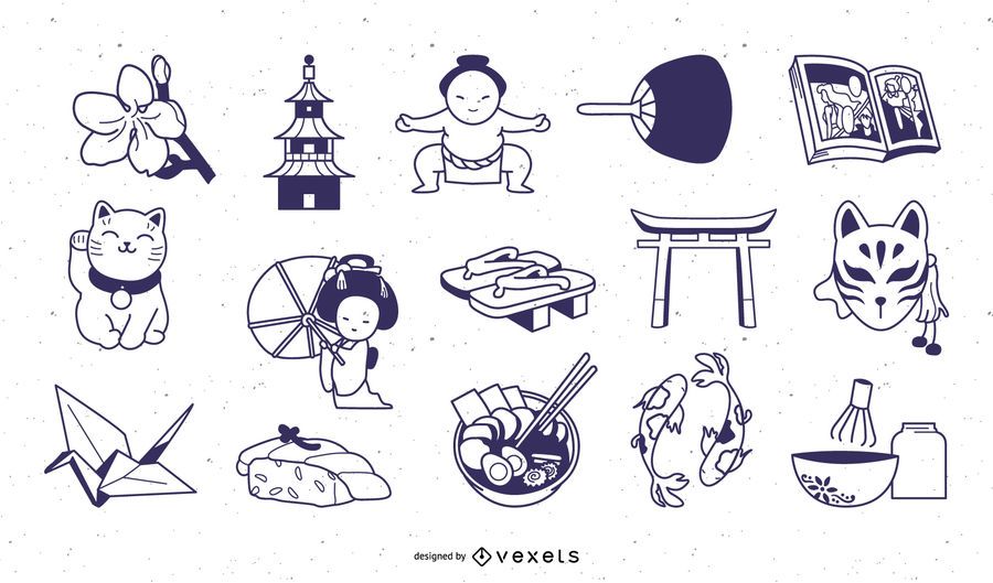 Japanese Elements Stroke Design Pack Japanese Elements Stroke Design Pack
