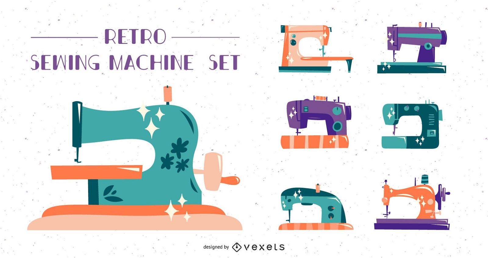 Retro sewing machine flat set